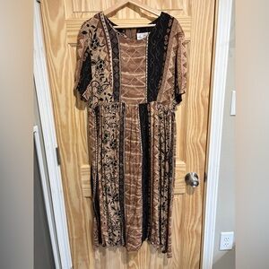 Vintage Patterned Midi Dress
